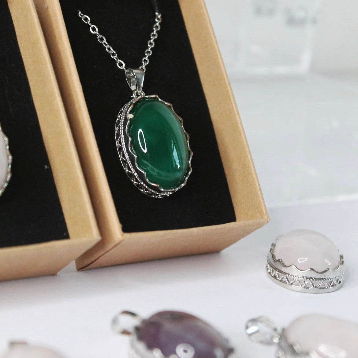 green agate gemstone necklace crystal jewellery alternative fashion and accessories